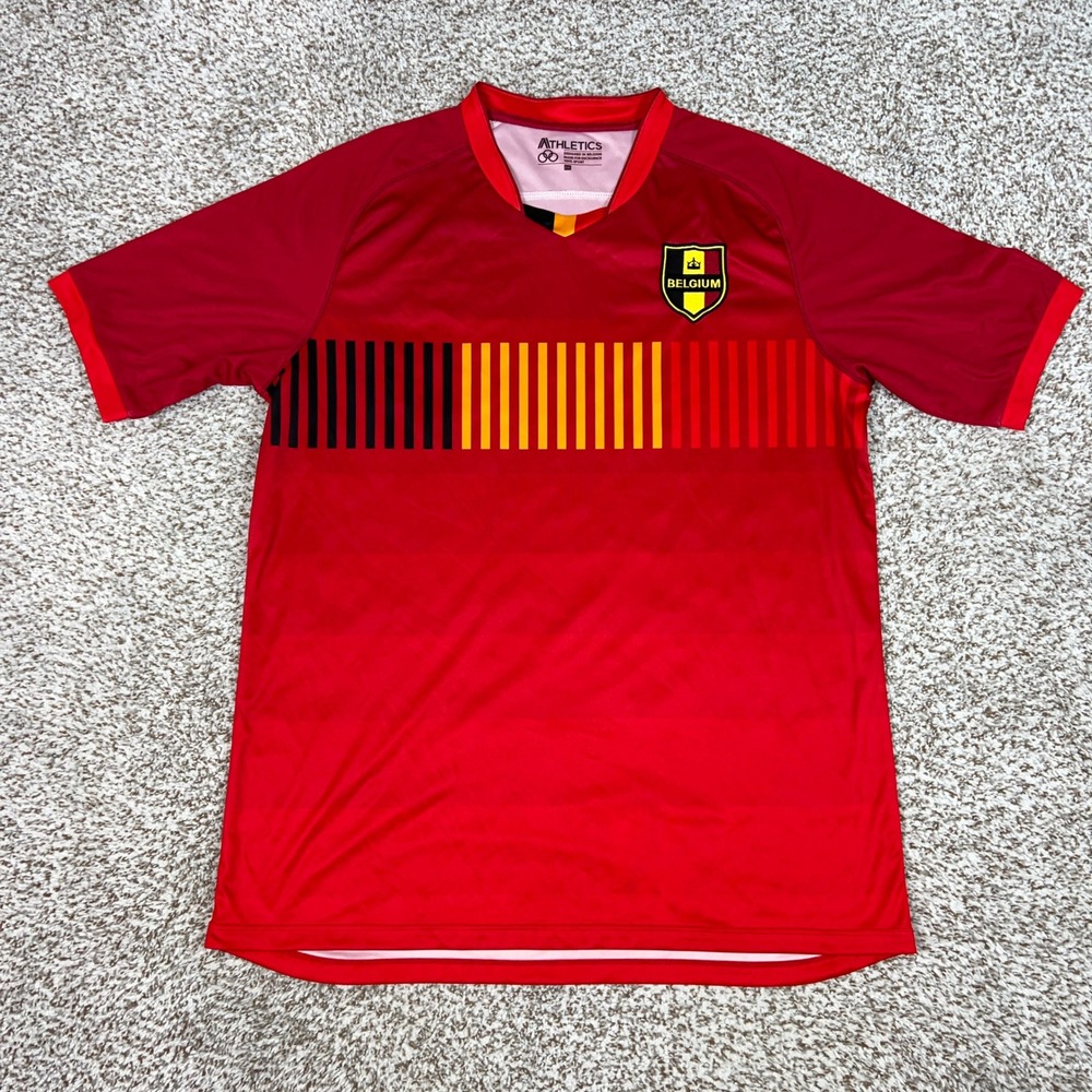 Belgium Jersey Mens XXL Red Athletics Soccer Crest Short Sleeve Shirt Logo Top